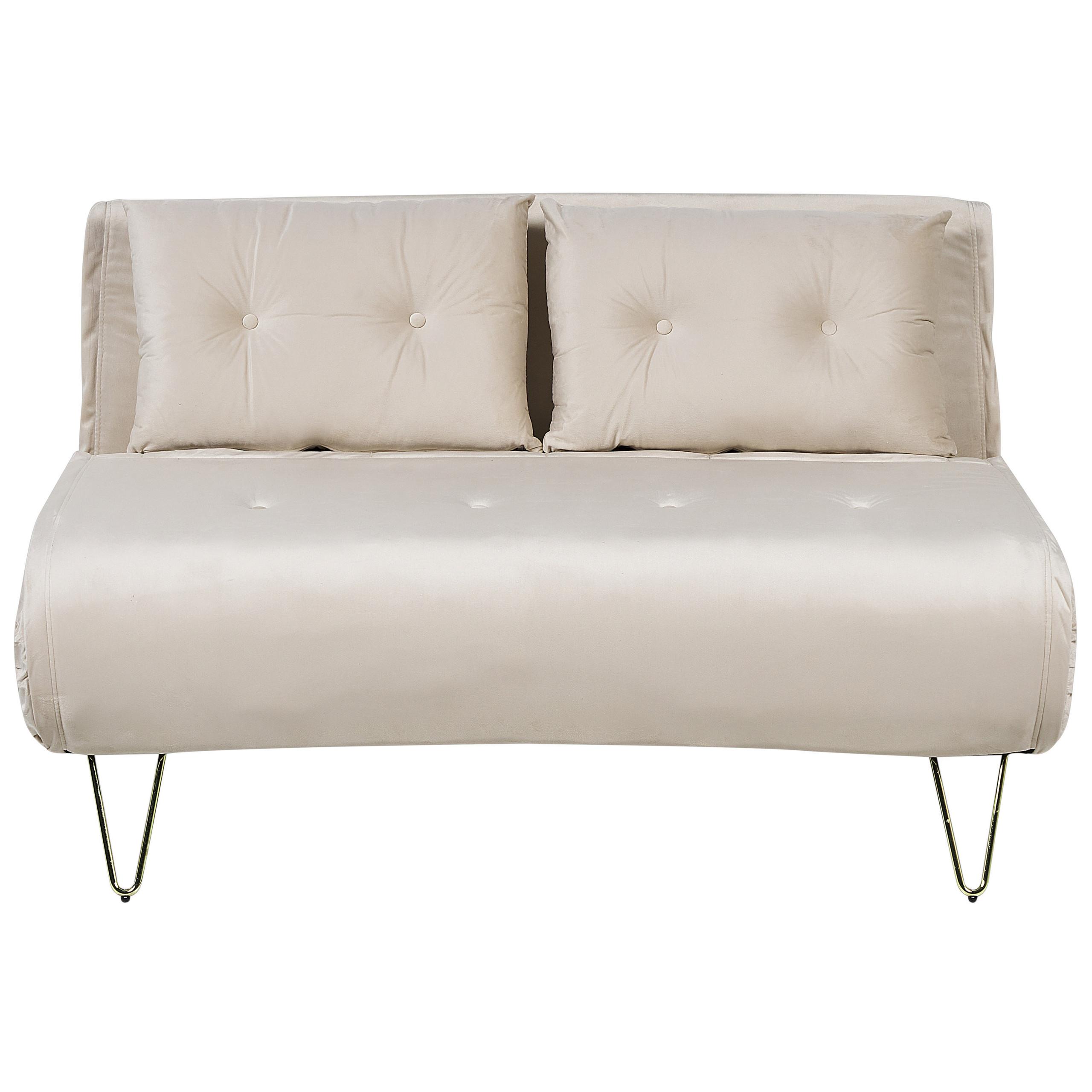 2-SITZER-SCHLAFSOFA Samtstoff beige Vestfold - Beige/Goldfarben, Textil (130/81/78cm) - Beliani