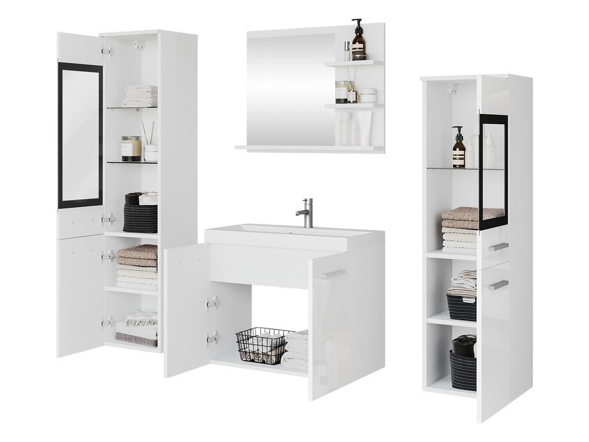BADMÖBEL-SET Madrit I mit weißer LED Beleuchtung - Greige, Holzwerkstoff (30/132/30cm) - MIRJAN24