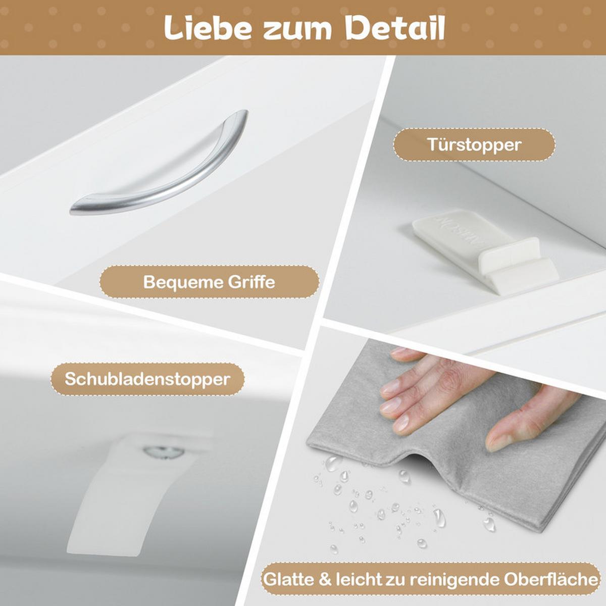 KINDERSCHREIBTISCH-SET mit Stauraum weiß(2-tlg) - Weiß, Holzwerkstoff (90/81/45cm) - COSTWAY