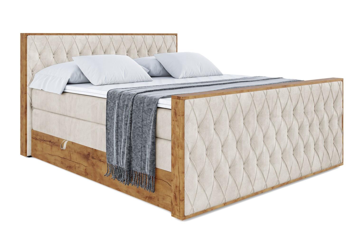 BOXSPRINGBETT mit Matratze H3|H4 und Lattenrost - LOLLI5-Z KING-180x200 - Beige Casablanca - Beige, Holzwerkstoff (180/200cm) - ALTDECOR