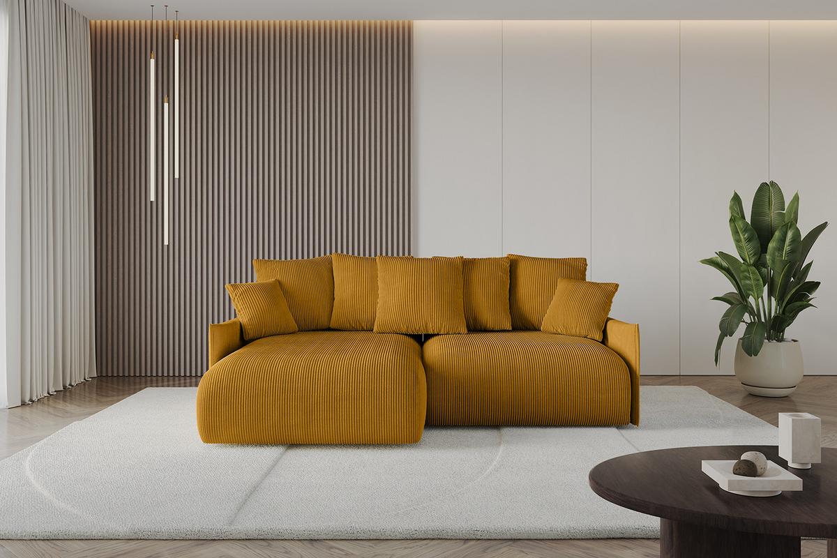 ECKSOFA Ottomane links ONESK-L -v1 216x177x72 Senfgelb Cord - Currygelb, Holzwerkstoff/Kunststoff (216/177cm) - ALTDECOR