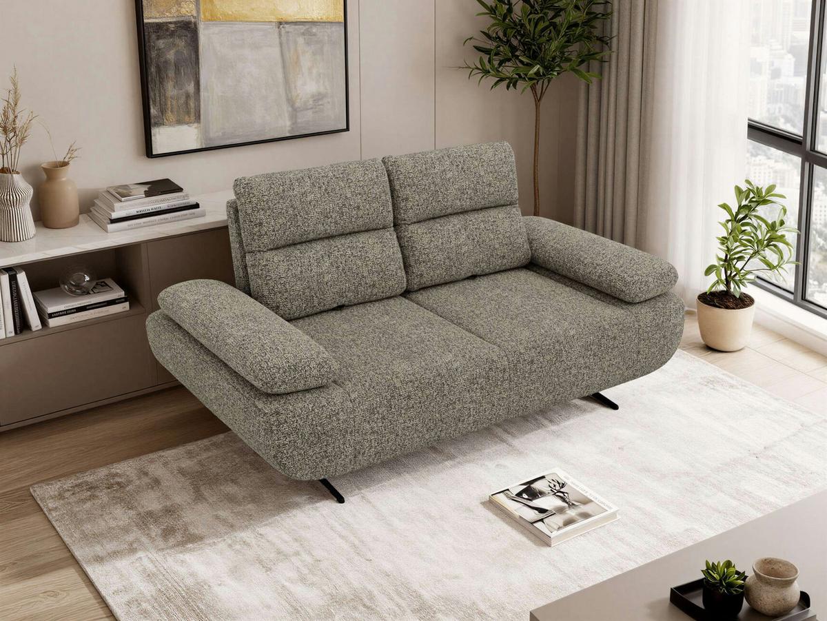2-SITZER SOFA SORAE - Grau Stukture - Schwarz/Grau, Textil/Metall (182/94/107cm) - MKS