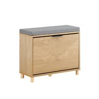 SCHUHBANK mit Sitzfläche, Natur+Grau - Naturfarben, Holzwerkstoff (60/50/24cm) - SoBuy