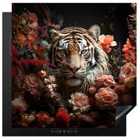 HERDABDECKPLATTE Tiger - Tier - Natur - Floral - Botanisch Induktionsmatte 78x78 cm - Orange, Kunststoff (78/78/0.2cm) - MuchoWow