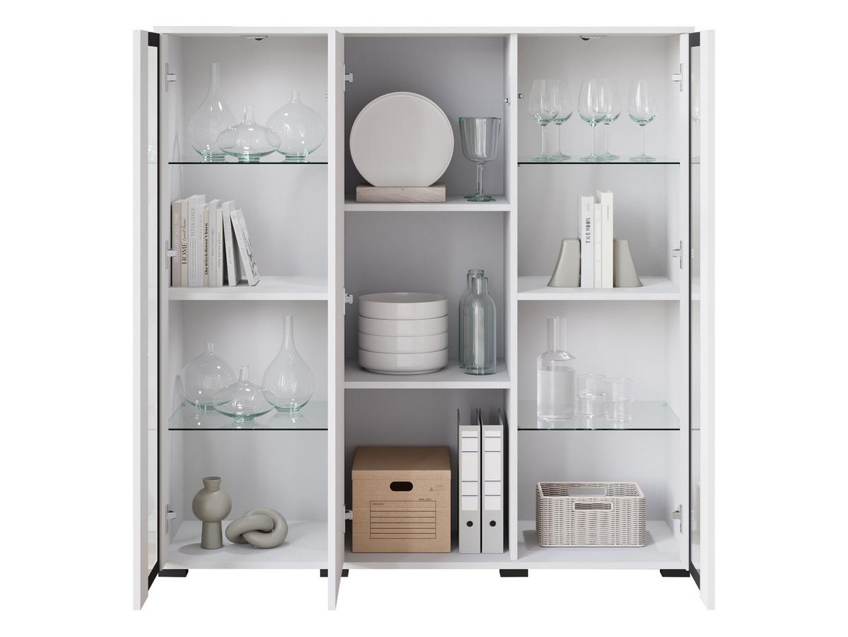 KOMMODE Caro HB 120 mit weißer LED Beleuchtung - Eiche Wotan/Schwarz, Holzwerkstoff/Kunststoff (120/122/40cm) - MIRJAN24