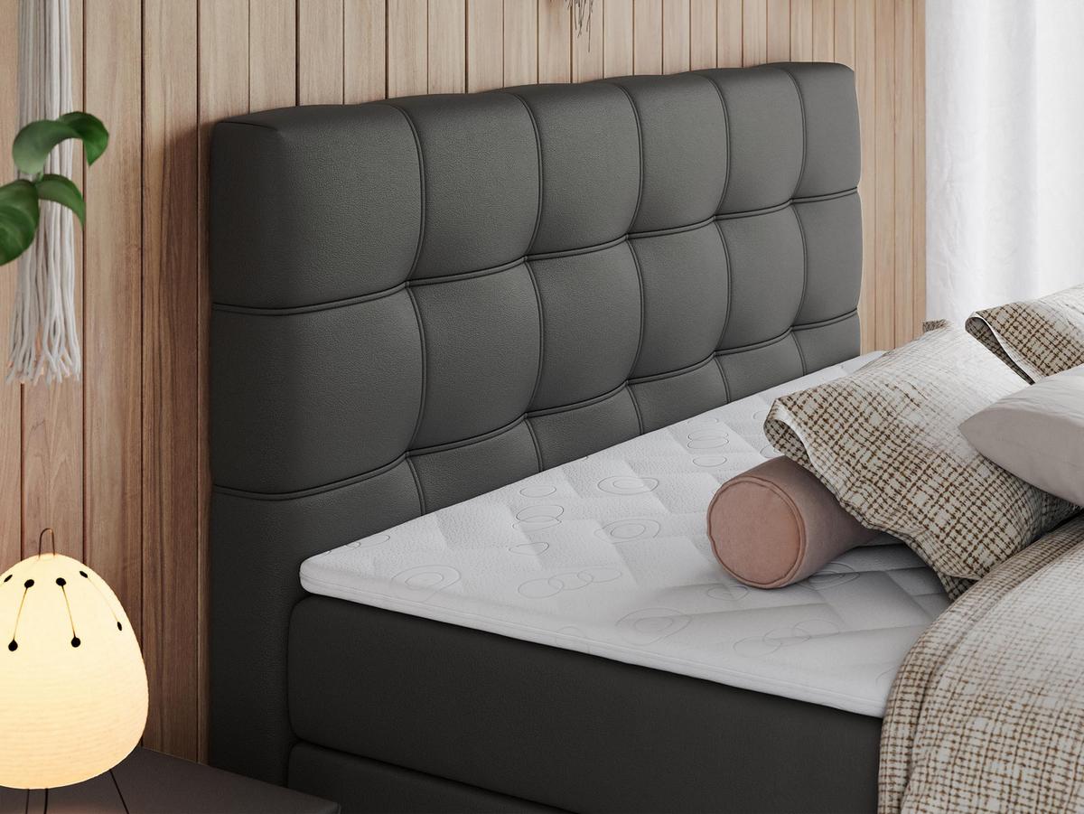 BOXSPRINGBETT ERNI KING 140/200 Dunkelgrau Kunstleder - H3 - Dunkelgrau, Holz/Textil (140/200cm) - MKS