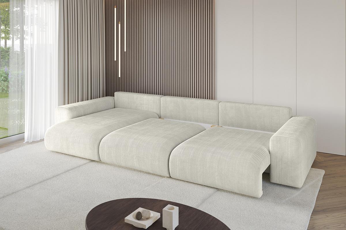 ECKSOFA Ottomane links ESKAR-L2 364x176x72 Creme Cord - Ecru/Creme, Holzwerkstoff/Kunststoff (364/176cm) - ALTDECOR