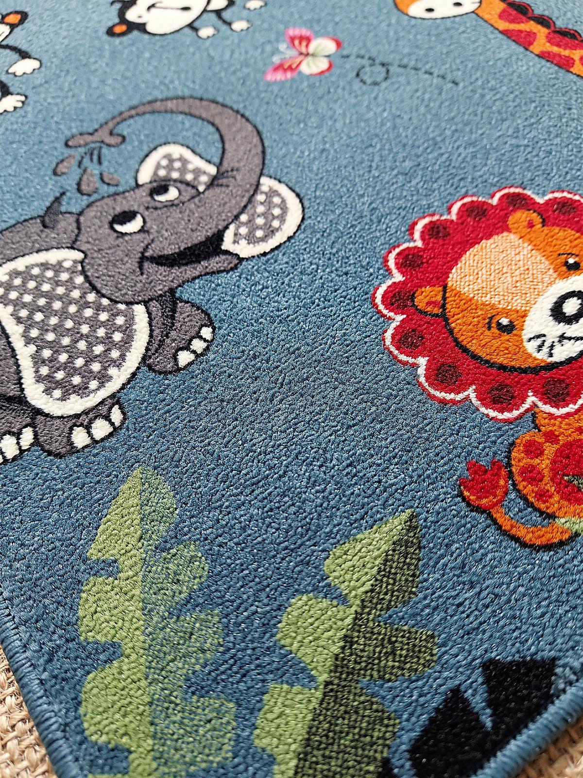 SPIELTEPPICH CASOLA Dschungel-Tiere Polypropylen Blau 80 x 150 cm - Blau, Textil (80/150cm) - KADIMA DESIGN
