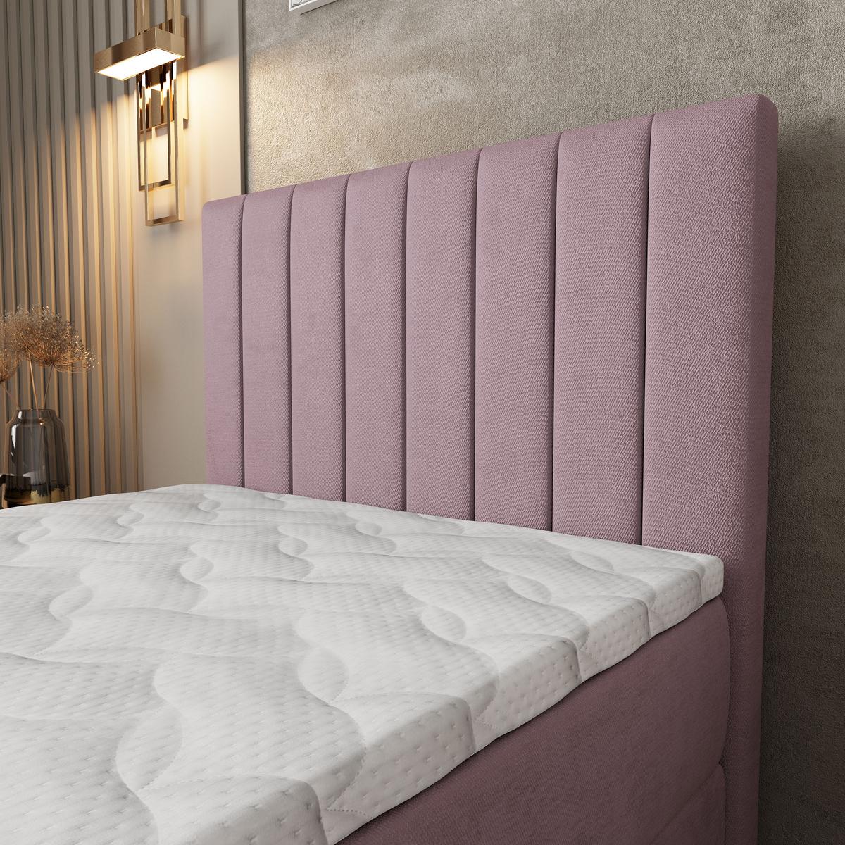 BOXBETT ARION 90 90x200 cm mit Matratze und Topper, H2+H3 - Rosa - Rosa, Holz (90/200cm) - MASSENO