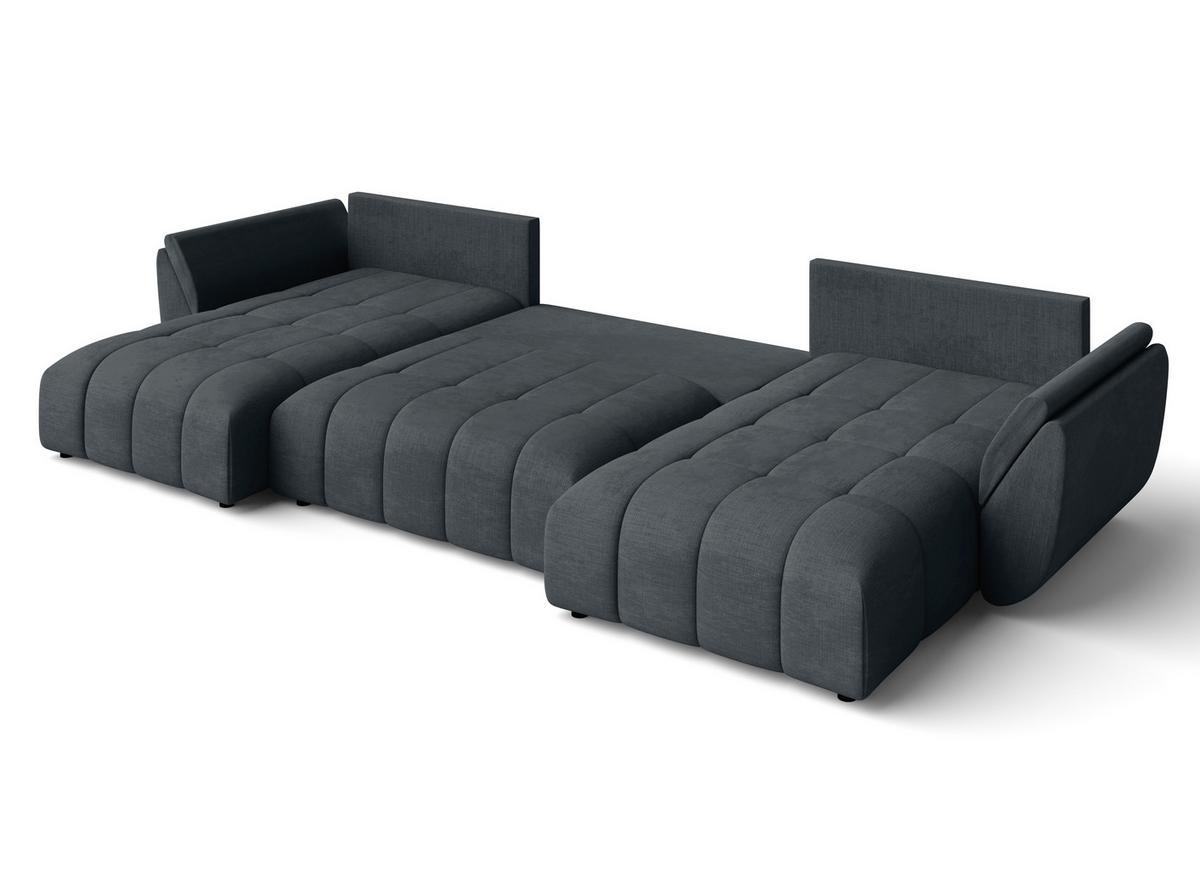 WOHNLANDSCHAFT Antalya Grau 382/190/91 cm – Sofa mit Bettfunktion - Schwarz/Grau, Kunststoff/Textil (382/91/190cm) - AX Living