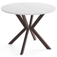 ESSTISCH Valio rund oval ausziehbar verlängerbar mit braunen Metallbeinen, Weiß 90-130/90/76 cm - Weiß/Braun, Holzwerkstoff/Metall (90/130/76cm) - WFL GROUP