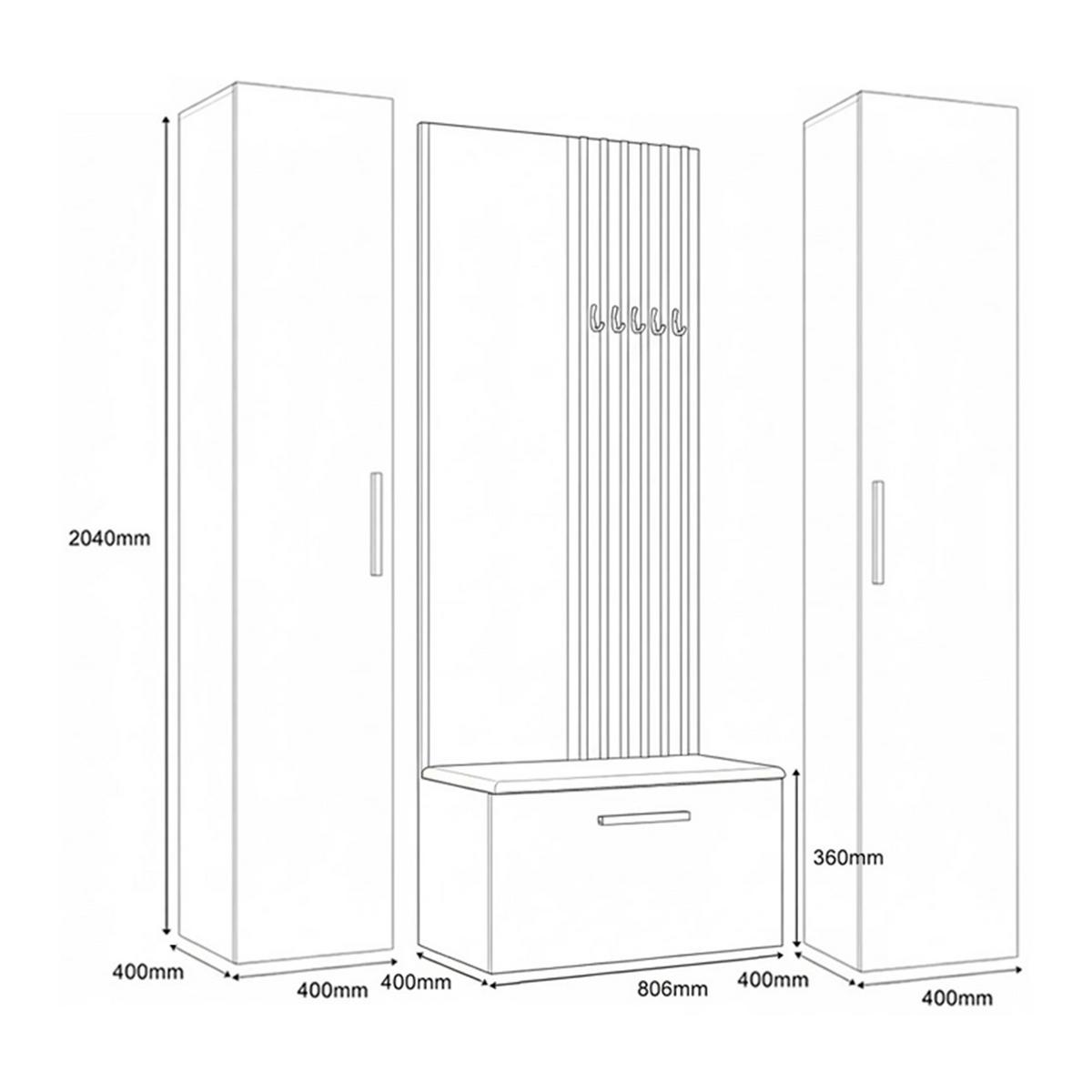 GARDEROBENSCHRANK MODULO 160,6/204/40 cm Modern Garderobe-Set Weiß - Schwarz/Weiß, Holzwerkstoff (160.6/204/40cm) - MASSENO