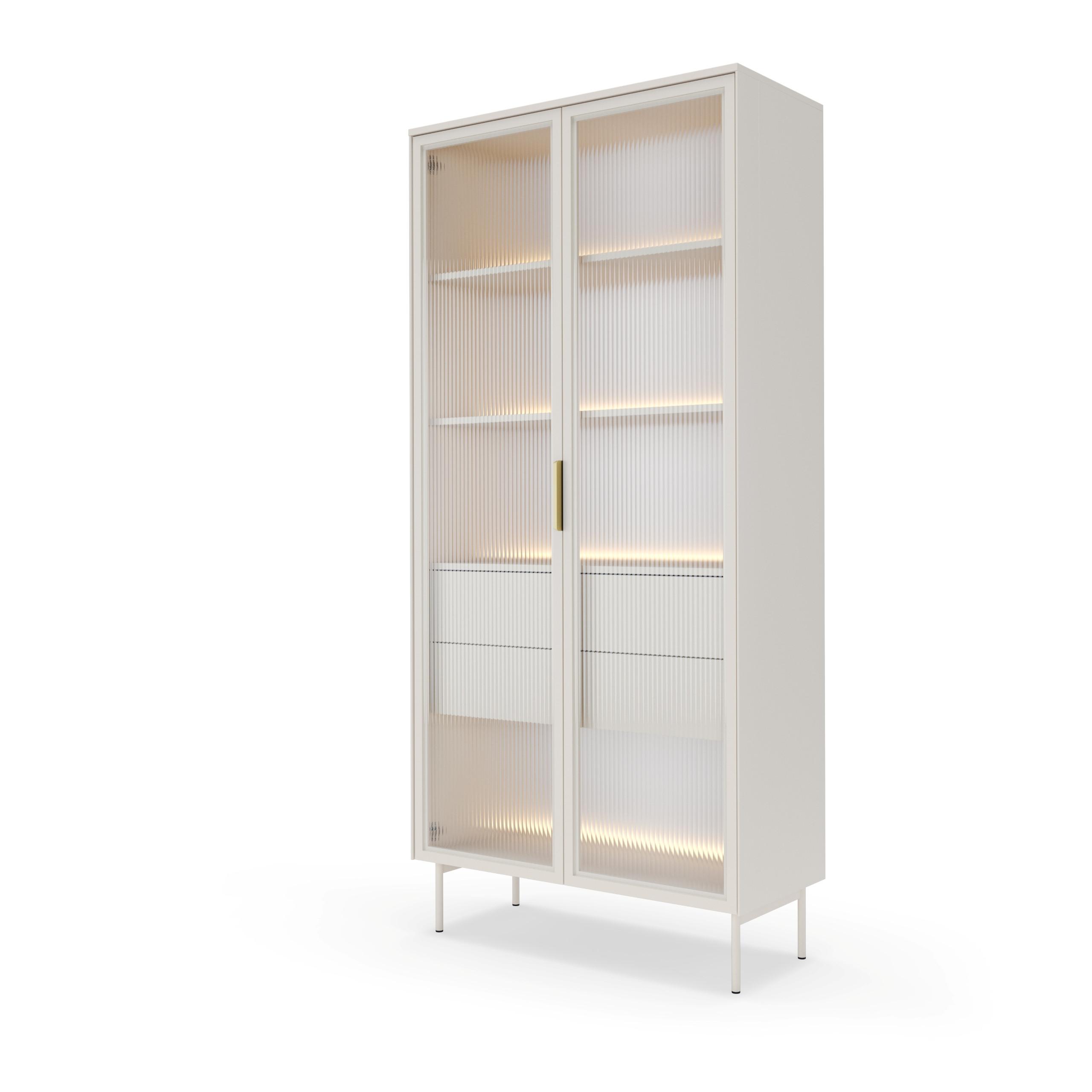 VITRINE GLORIA 194,6 / 91,5 cm in Kaschmir - Kaschmir, Holzwerkstoff (91.5/194.6/39.3cm) - MASSENO
