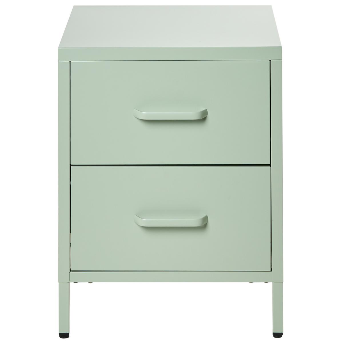 NACHTTISCH Mintgrün 2 Schubladen Malavi - Mintgrün, Metall (40/43/55cm) - Beliani