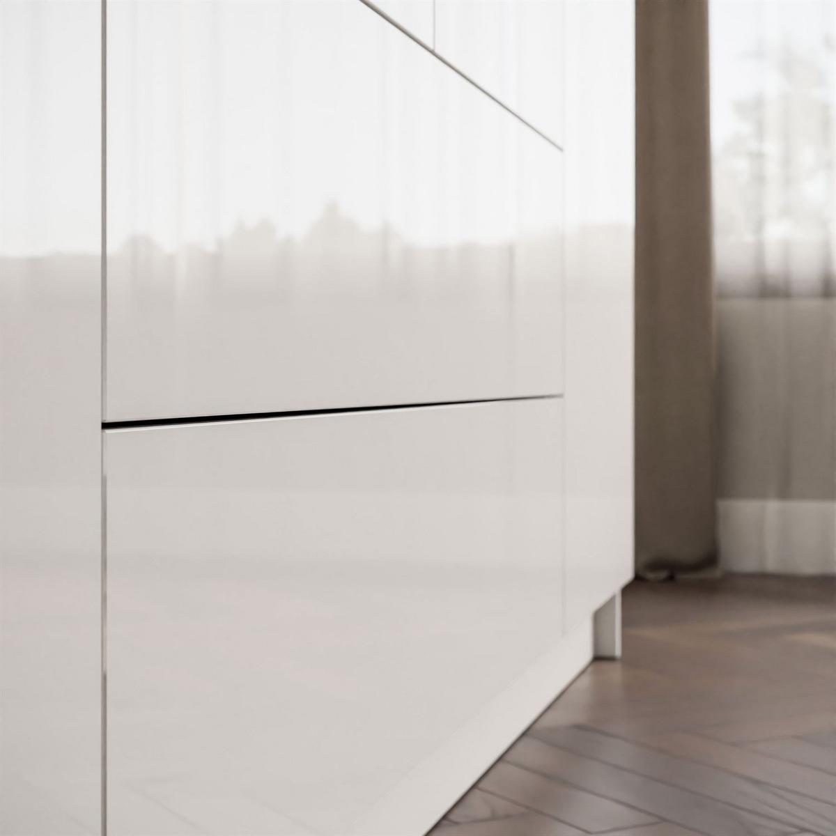 KLEIDERSCHRANK AURORA 4D2SZ mit Schubladen - Weiß Hochglanz/Weiß, Holzwerkstoff (200/213/57cm) - Lookway