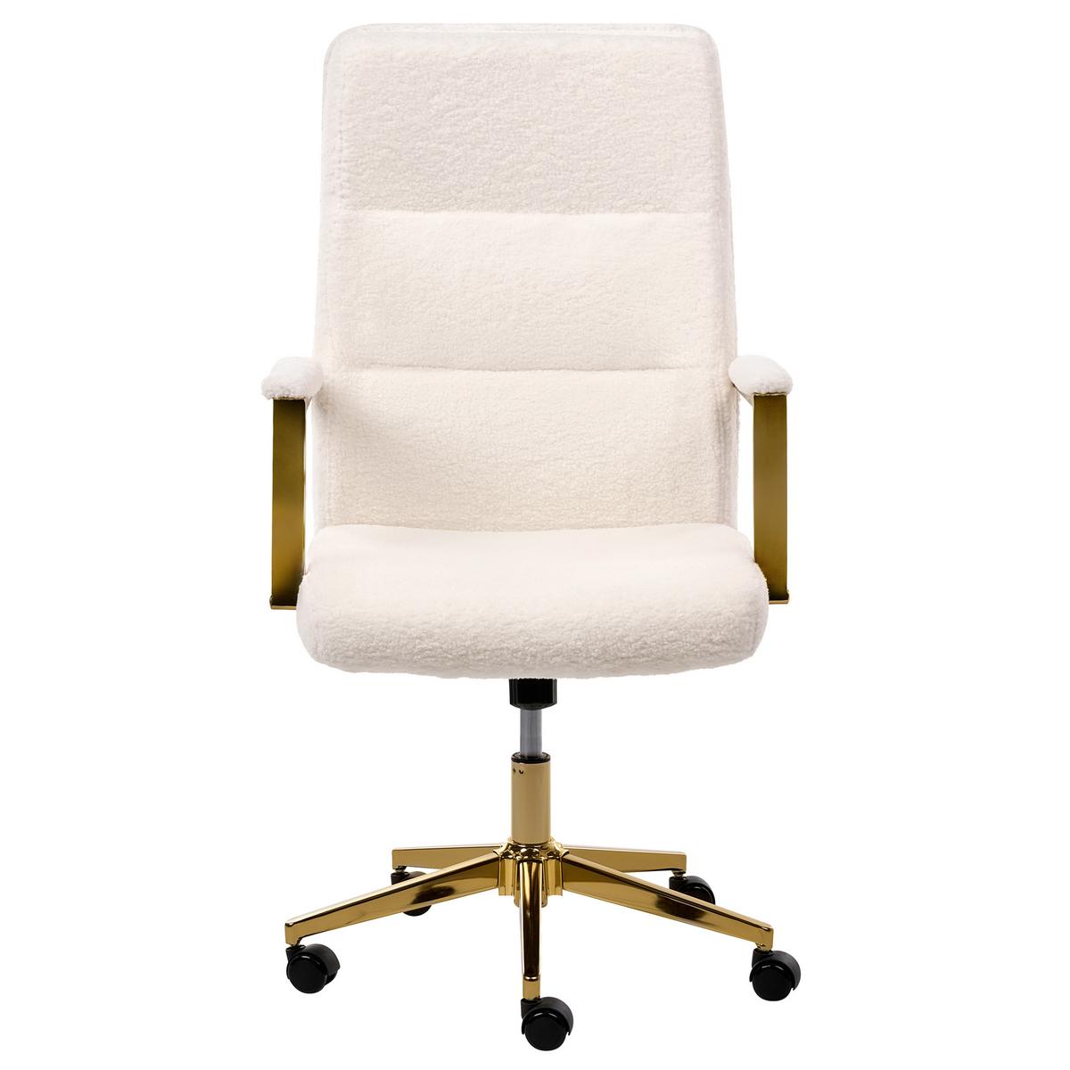 CHEFSESSEL Bouclé Cremeweiß Demure - Weiß, Textil (60/106/60cm) - Beliani