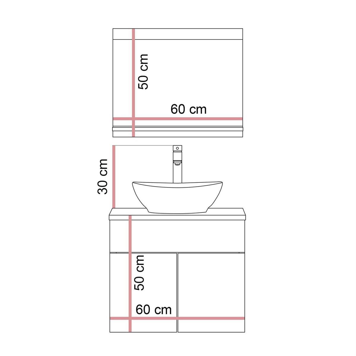 BADMÖBEL-SET LUMIRE LOFT II Wotan Eiche mit Spiegel - Braun, Holzwerkstoff (60/52/46cm) - Lookway