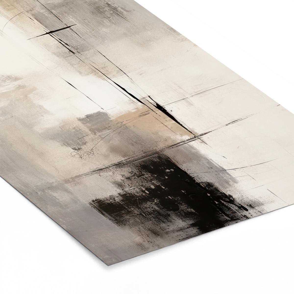 POSTER MIT RAHMENGERAHMTES BILD Abstrakt - Kunst - Grau 60x90 cm - Hellgrau, Papier (60/90cm) - MuchoWow