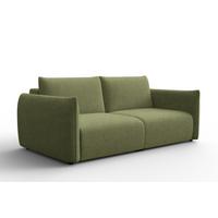 SOFA TAUER 3-Sitzer, Bouclé-Stoff grün - Schwarz/Grün, Holz/Textil (206/84/112cm) - Courtois Laville