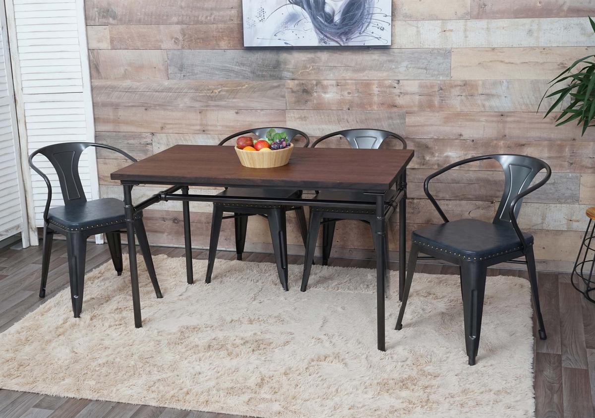 ESSZIMMER-SET Schwarz, Grau - Schwarz/Grau, Holz (120/115/70cm) - MCW
