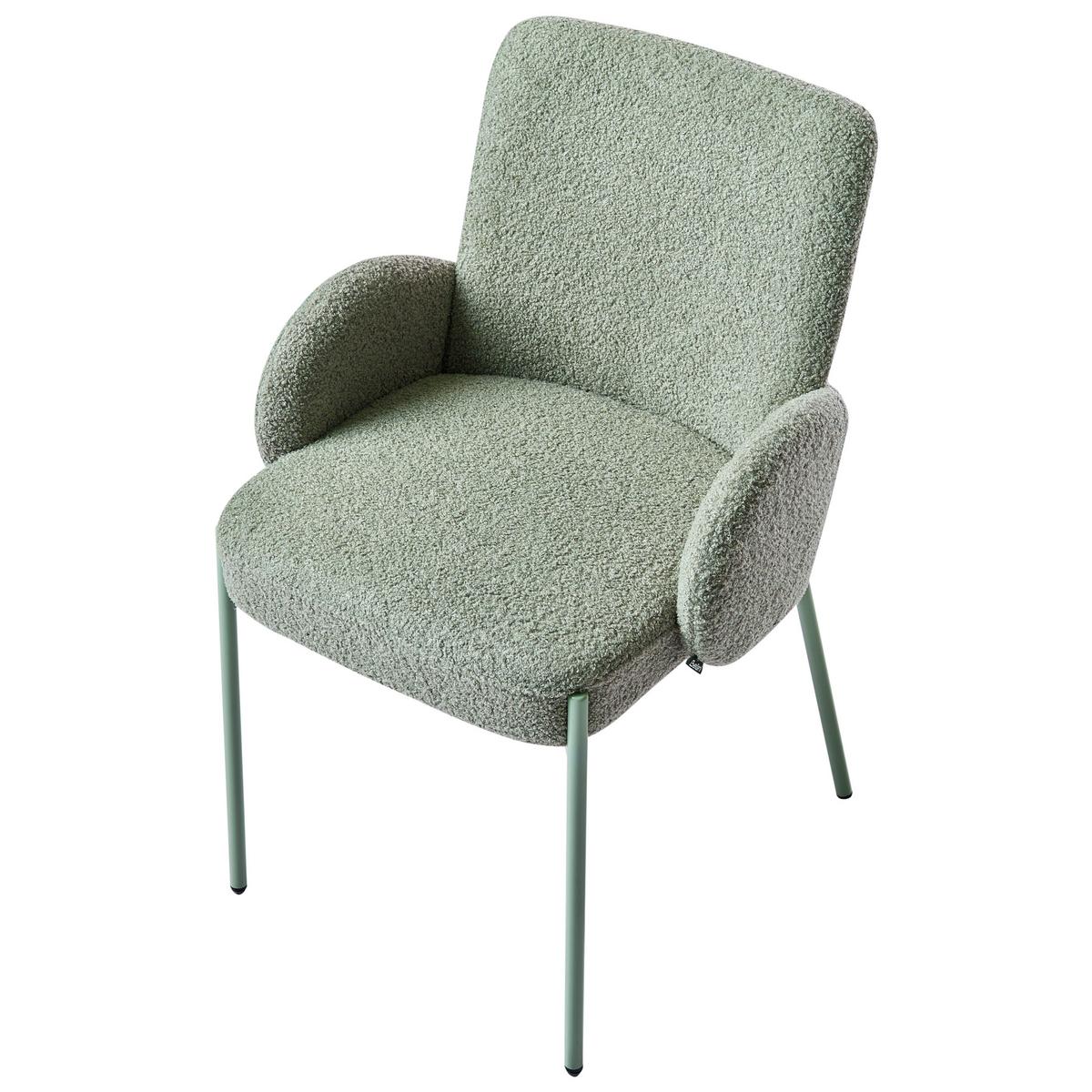 ESSZIMMERSTUHL Bouclé Hellgrün Magee - Hellgrün, Textil (55/86/58cm) - Beliani