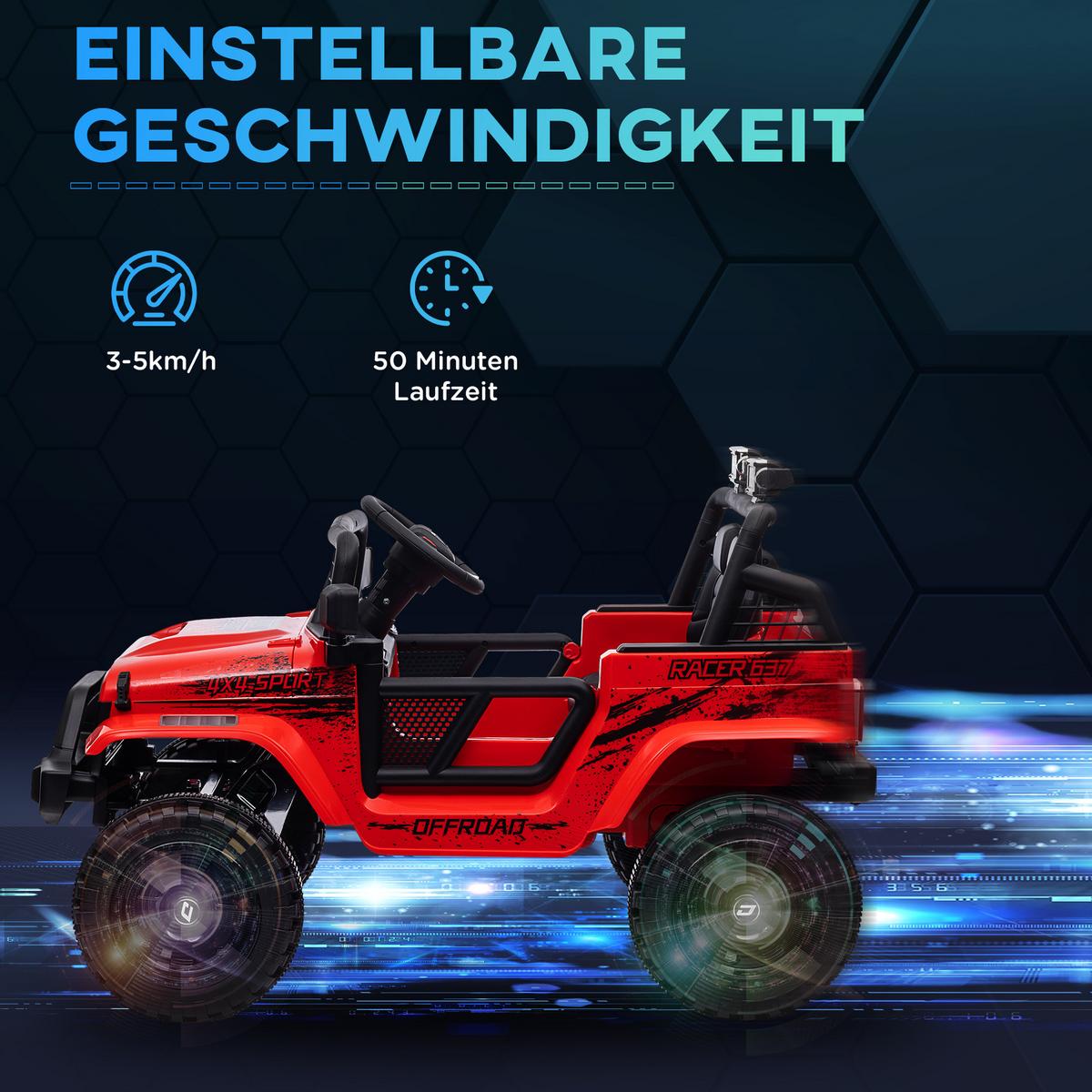 ELEKTRO Kinderauto - Rot, Metall (109/67/68.5cm) - AIYAPLAY