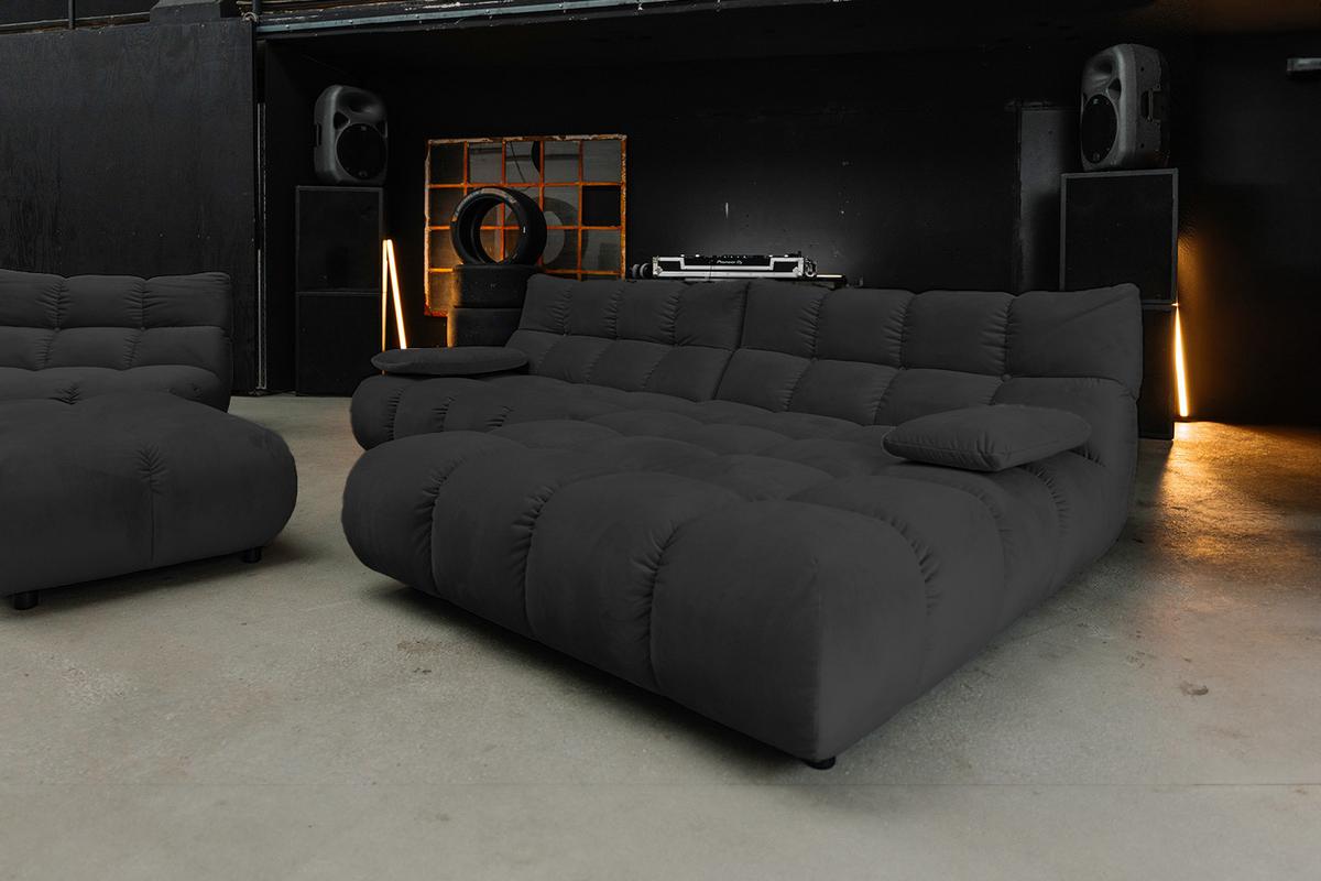 SITZGRUPPE VIVIEN 3ER SET Schwarz Velvet (1er-Set) - Schwarz, Kunststoff/Textil (510/85/359cm) - KAWOLA