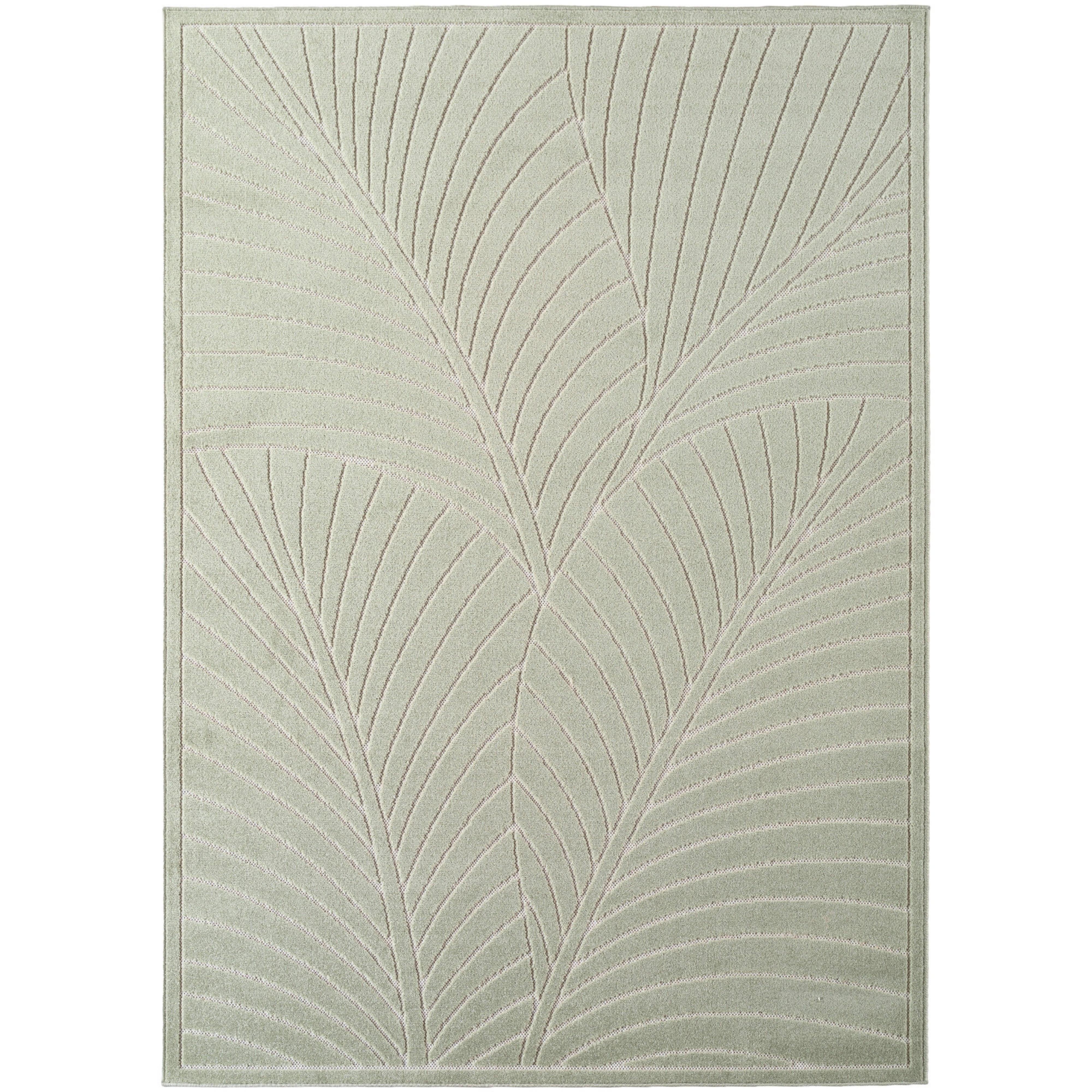 TEPPICH Outdoor, Fußbodenheizung-geeignet, mit Blattmotiv, ENGADIN in Salbeigrün, 200 x 290 cm - Grün, Textil (200/290cm) - KADIMA DESIGN