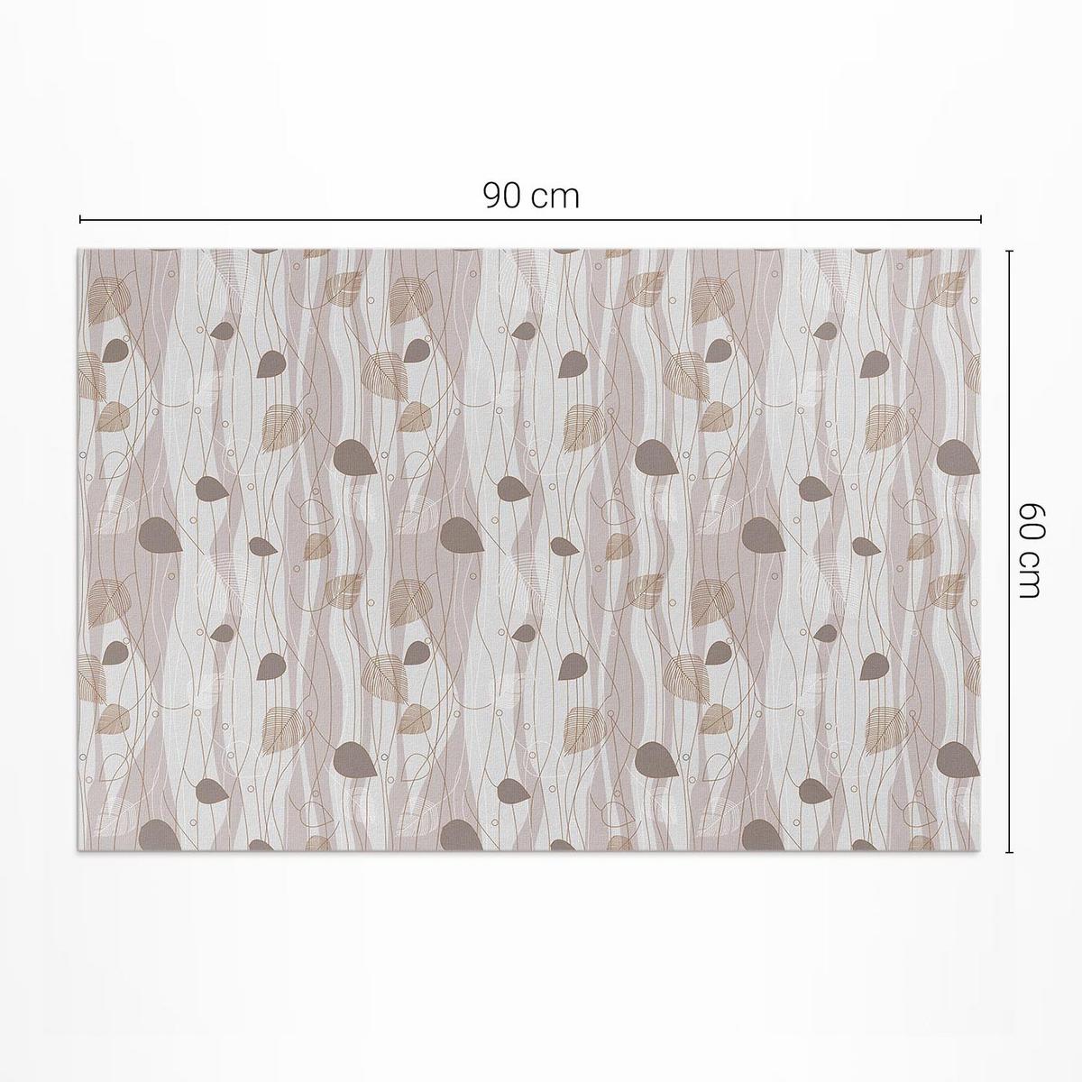 TEPPICH 60x90 cm Boho-Blätter auf Wellen Hintergrund - Anthrazit, Kunststoff (60/90cm) - Wallfluent