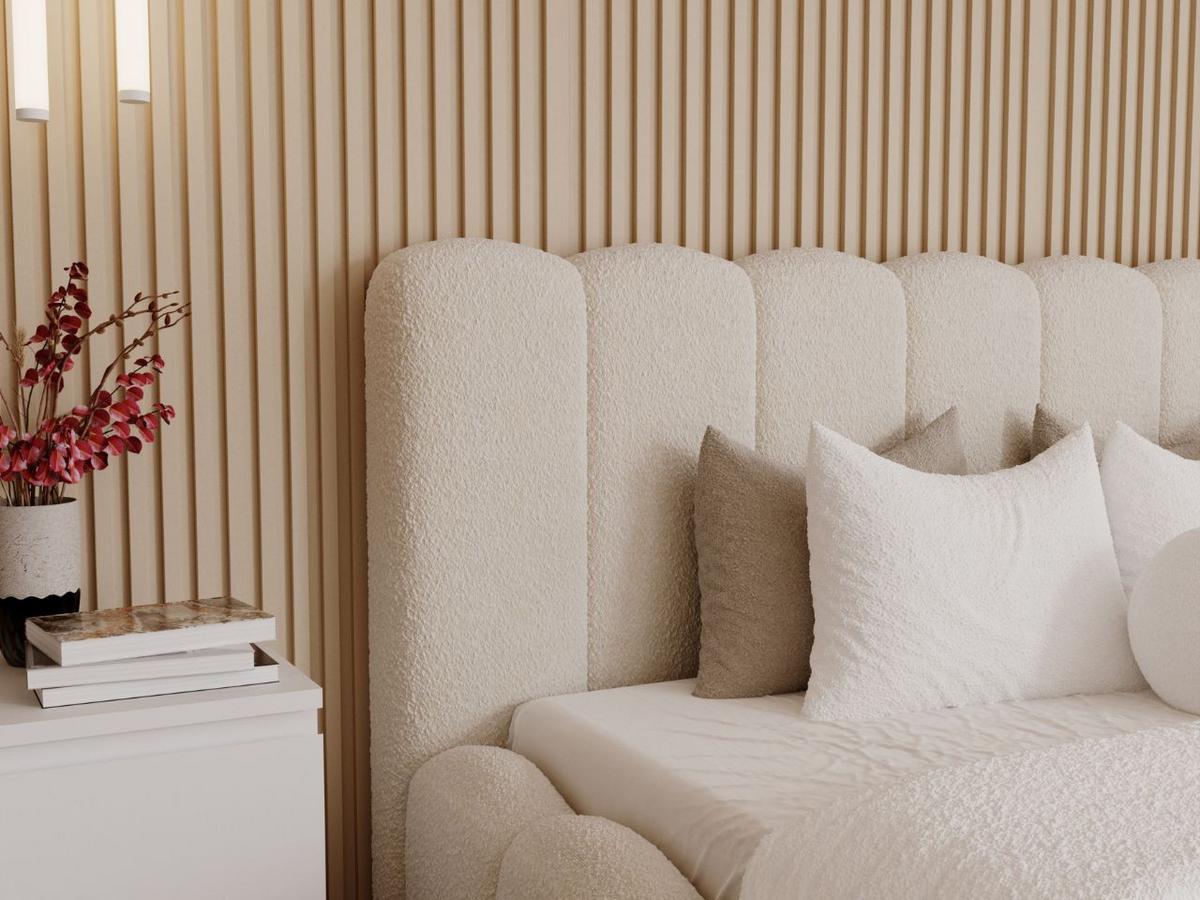 POLSTERBETT Smile 200x200 Bouclé-Stoff Creme - Creme, Textil (200/200cm) - Graingold