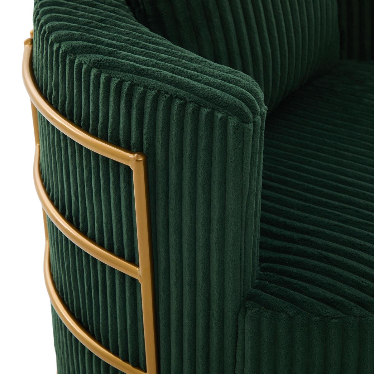 DREHSESSEL Dunkelgrün Cord mit Stauraum & 360° Drehfunktion - Smaragdgrün, Textil (76/65/79cm) - Urban Meuble