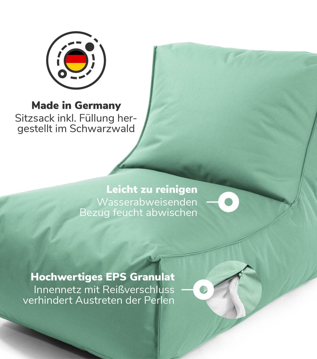 OUTDOOR SITZSACK mit Schutzhülle Der Sundowner - Mintgrün, Textil (60/65/95cm) - Mokebo