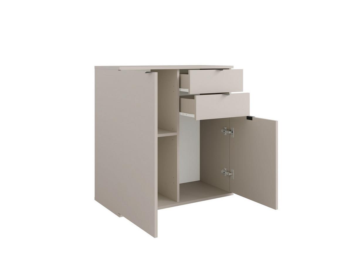 KOMMODE METRIX 80/82,5/35cm mit 2 Schubladen 2 Türen Kaschmir - Kaschmir, Holzwerkstoff (80/82.5/35cm) - MASSENO