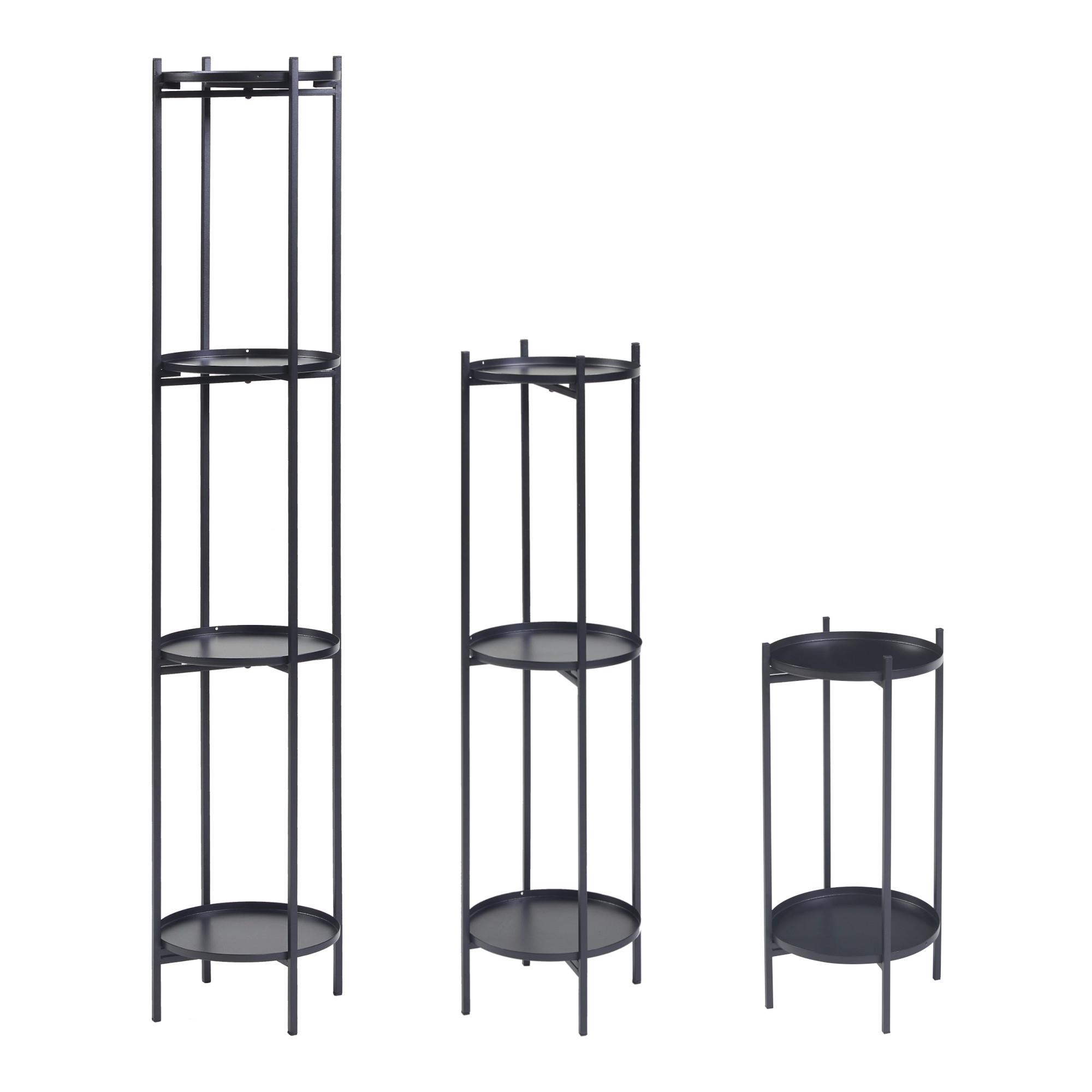PFLANZENSTÄNDER-SET 3 TLG. Tuusula - Schwarz, Metall (25/25/134cm) - [en.casa]