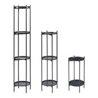 PFLANZENSTÄNDER-SET 3 TLG. Tuusula - Schwarz, Metall (25/25/134cm) - [en.casa]