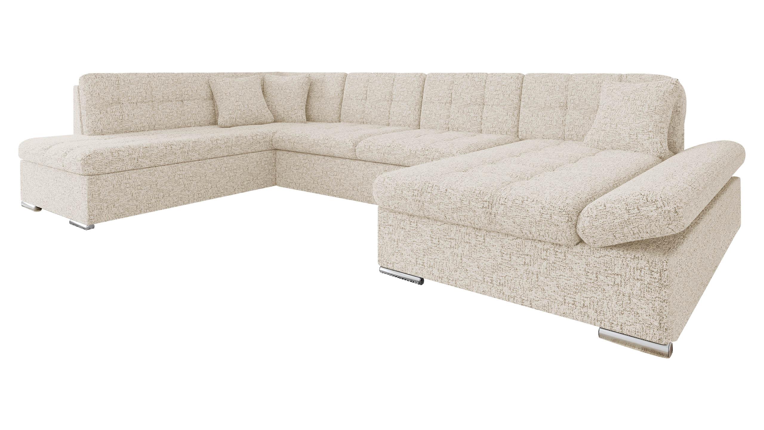 ECKSOFA Bergen, Seite: Rechts - Beige/Silberfarben, Holz/Textil (345/76/205cm) - MIRJAN24