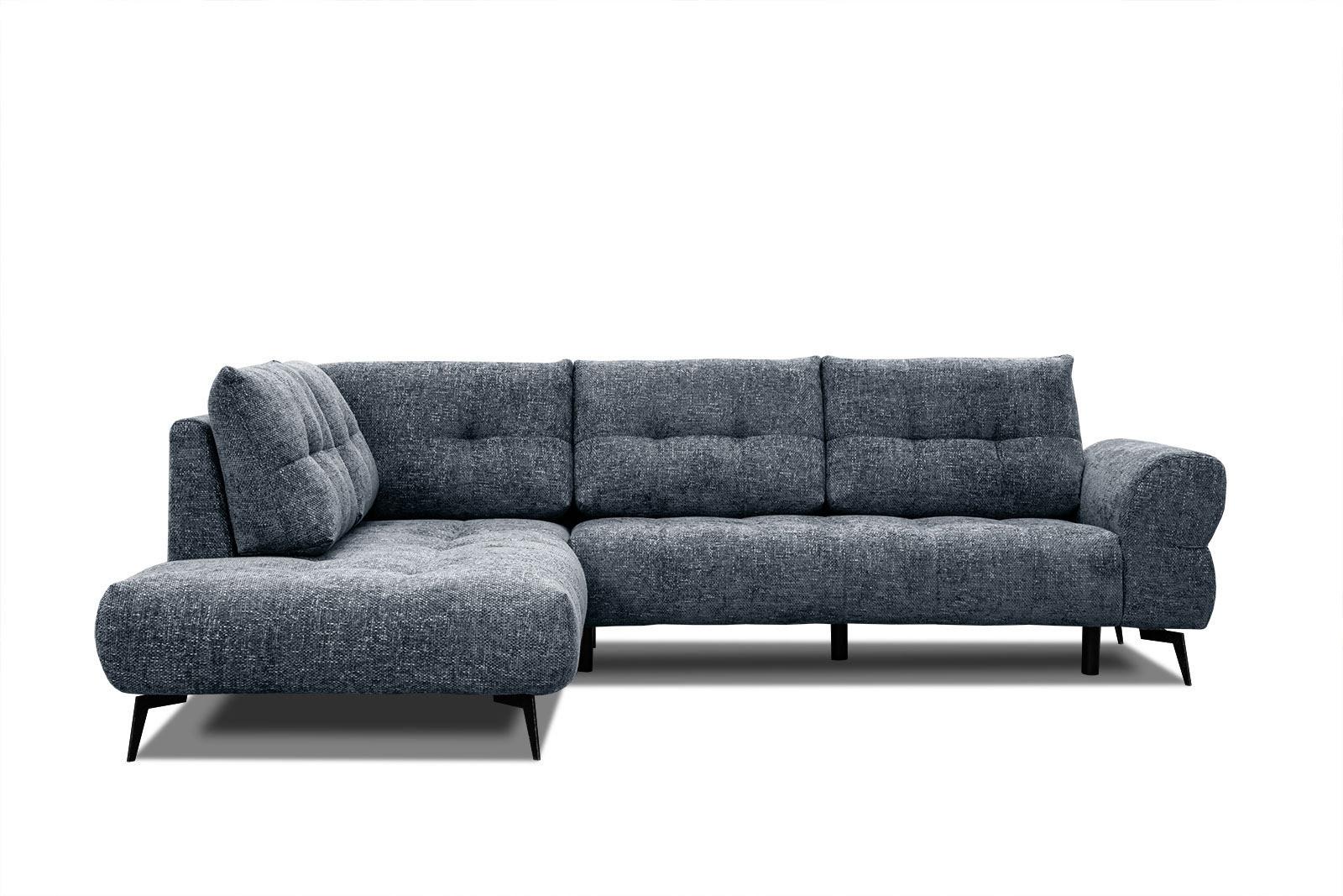 ECKSOFA SALVINI 5-Sitzer, dunkelblau - Schwarz/Dunkelblau, Holzwerkstoff/Textil (158/292cm) - Wozimo