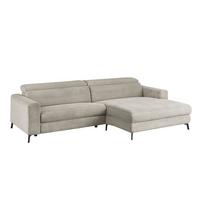 ECKSOFA LAISKA Steingrau Cord - Schwarz/Grau, Textil/Metall (282/177cm) - KAWOLA