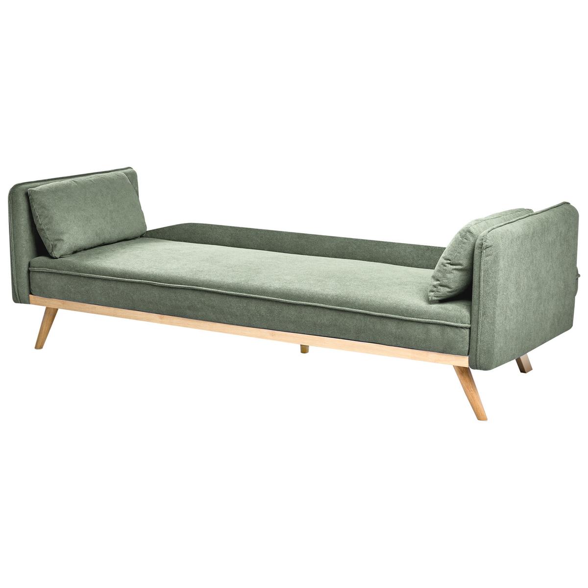 SCHLAFSOFA Stoff Hellgrün Asaa - Hellgrün/Braun, Textil (205/76/80cm) - Beliani