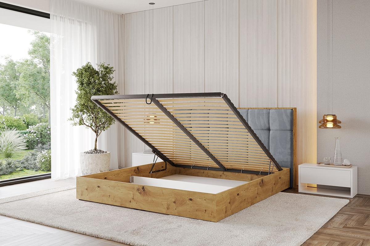 POLSTERBETT mit Bettkasten und Lattenrost, Boxbett ohne Matratze - ENZO7 160x200 - Grau, Holzwerkstoff/Textil (160/200cm) - ALTDECOR