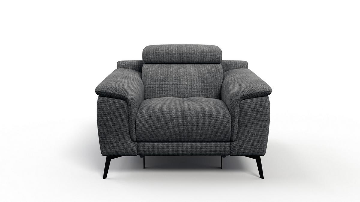 SESSEL FIERO mit Relaxfunktion, dunkelgrau - Dunkelgrau/Schwarz, Holzwerkstoff/Textil (114/82/103cm) - Wozimo