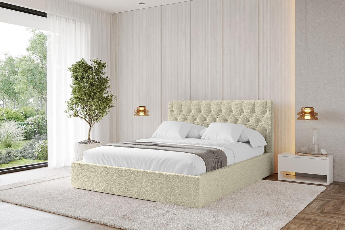 POLSTERBETT mit Bettkasten und Lattenrost, Bett mit Matratze H3/H4 - RENO 180x200 Beige - Taupe, Holzwerkstoff/Textil (180/200cm) - ALTDECOR