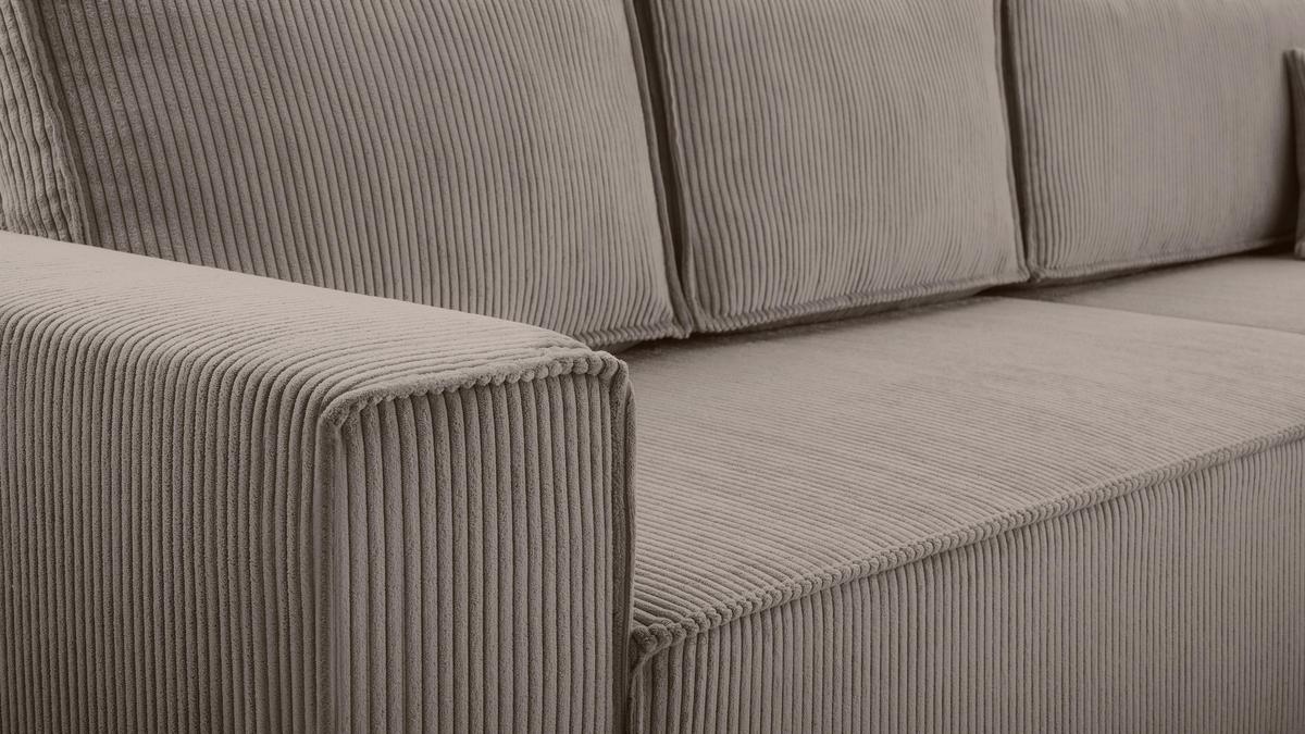 ECKSOFA L Form Cedria Beige 287/145/85 cm mit Schlaffunktion - Beige/Schwarz, Kunststoff/Textil (287/145cm) - AX Living