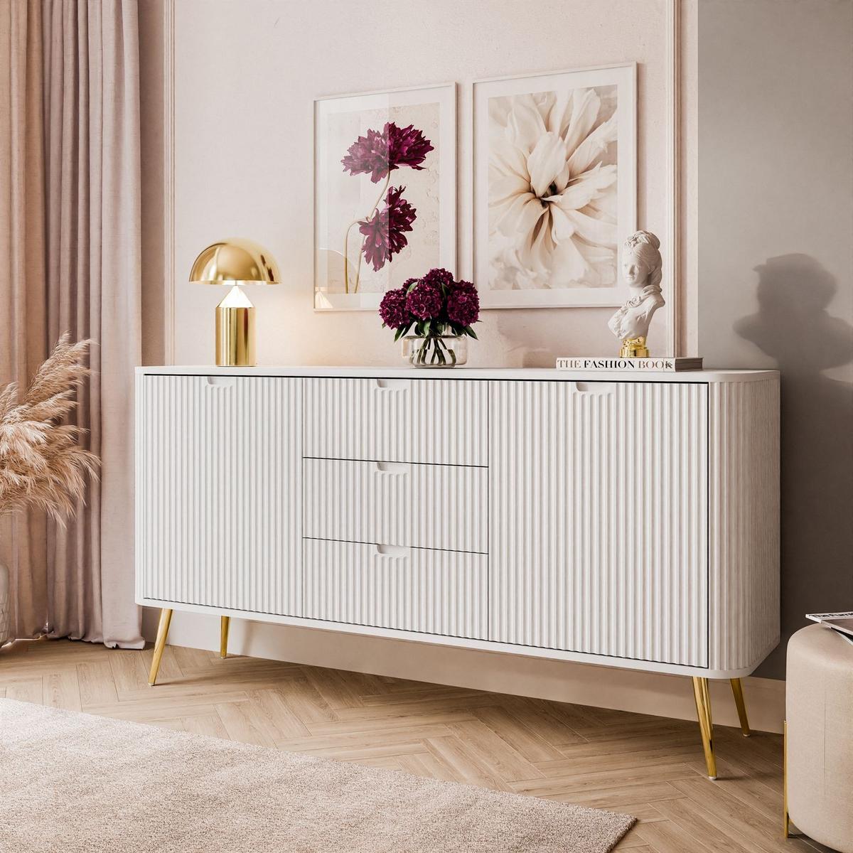 KOMMODE ZAIRA KSZ168 mit Schubladen Weiß - Weiß, Holzwerkstoff (168/87/39cm) - Lookway