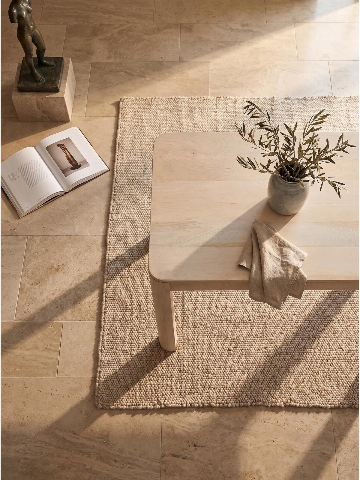 ESSTISCH CHARENTE, Mango Massivholz, handgefertigt, Weiß-Mango, 120 x 60 x 76 cm - Beige/Weiß, Holz (60/120/76cm) - KADIMA DESIGN
