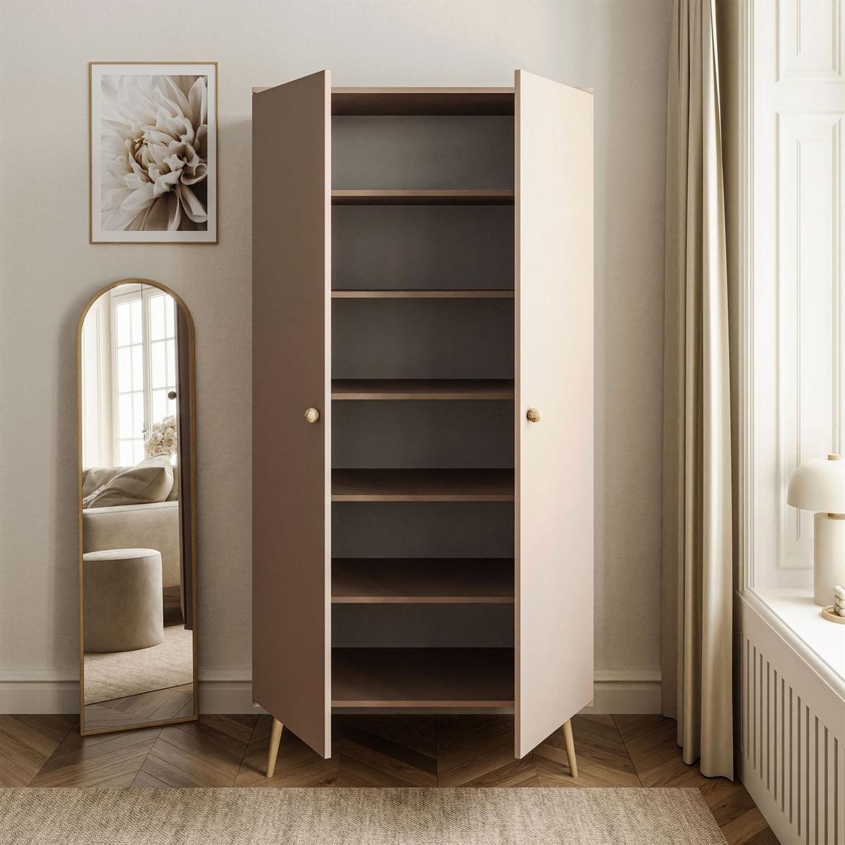 KLEIDERSCHRANK Zweitüriger HARMONY Macchiato - Cappuccino, Holzwerkstoff (87/212/41cm) - Lookway
