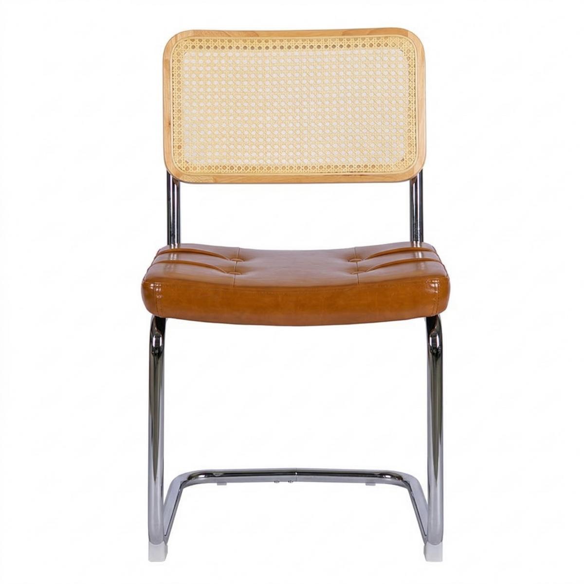ESSZIMMERSTUHL 2er set kunstleder rattan verchromtes gestell freischwinger - Braun, Textil (53/84.6/46.4cm) - Urban Meuble