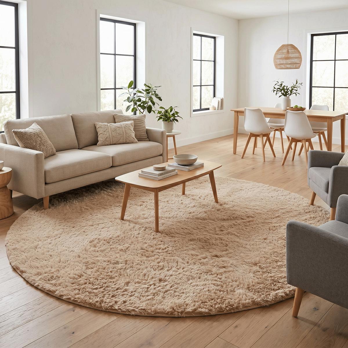 HOCHFLOR SHAGGY TEPPICH FLUFFY RUND - Beige, Textil (160/160cm) - Pergamon