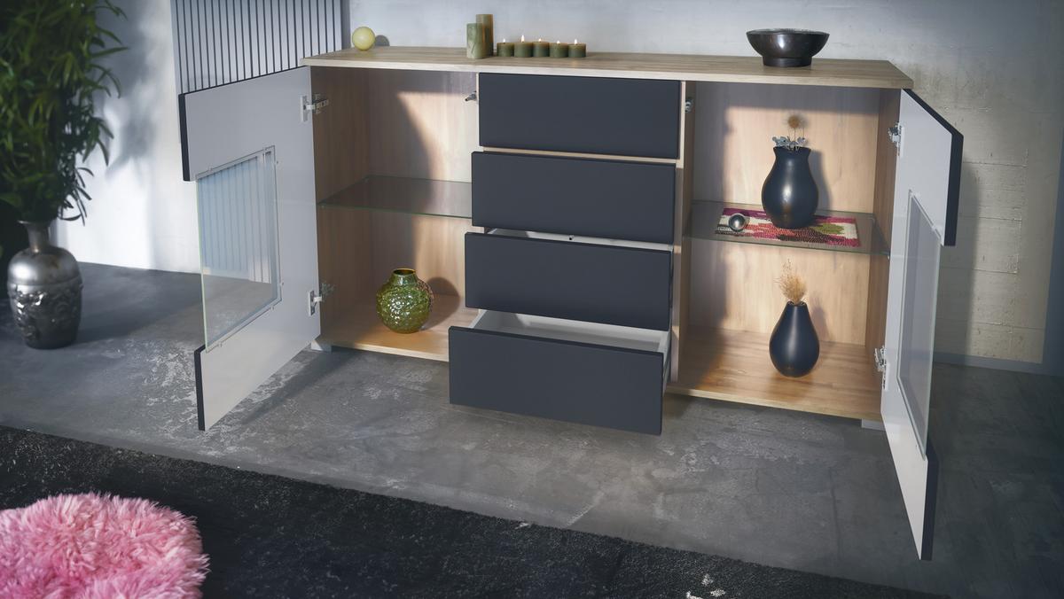SIDEBOARD Grömitz Weiß Hochglanz - Weiß Hochglanz, Holzwerkstoff (138.5/75.5/35cm) - Vladon