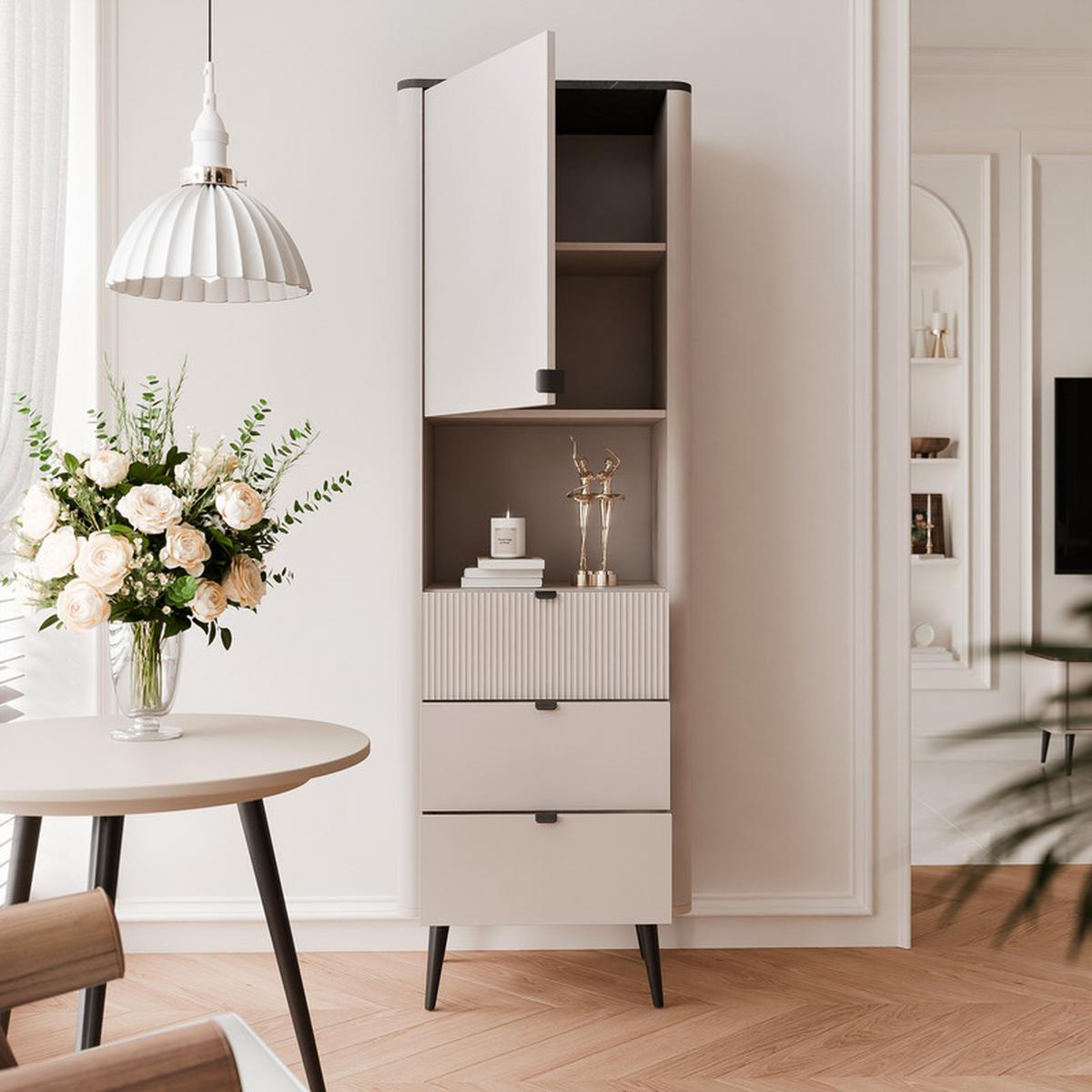 BÜCHERREGAL NAVANI 60/40/191 cm, Kaschmir / Grau - Goldfarben/Schwarz, Holzwerkstoff/Metall (60/191/40cm) - Idohome